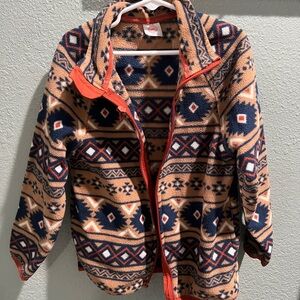 Wonder Nation Kids' Geometric Fleece Jacket - Navy and Orange